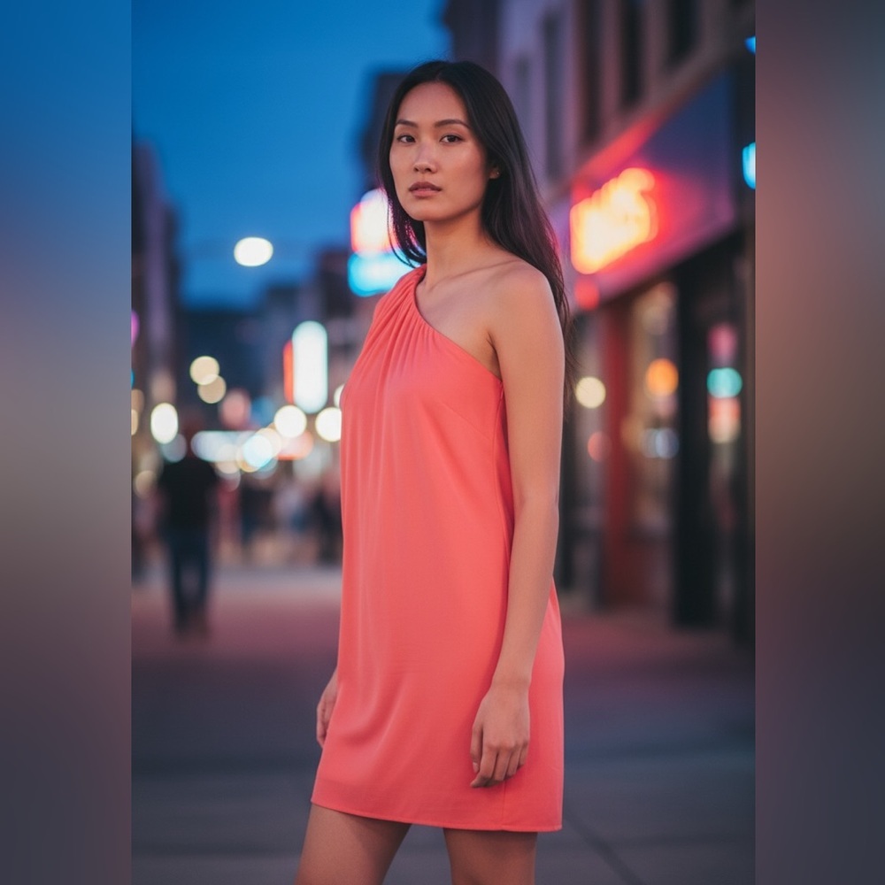 Aqua dress NWOT pink one shoulder mini size 2